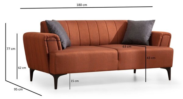 Hanah Home Dvojmiestna pohovka Hamlet 180 cm tehlová