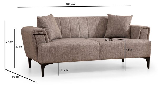 Hanah Home Dvojmiestna pohovka Hamlet 180 cm svetlohnedá