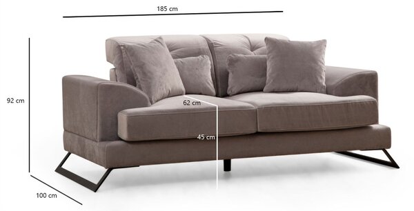 Hanah Home Dvojmiestna pohovka Frido 185 cm svetlosivá