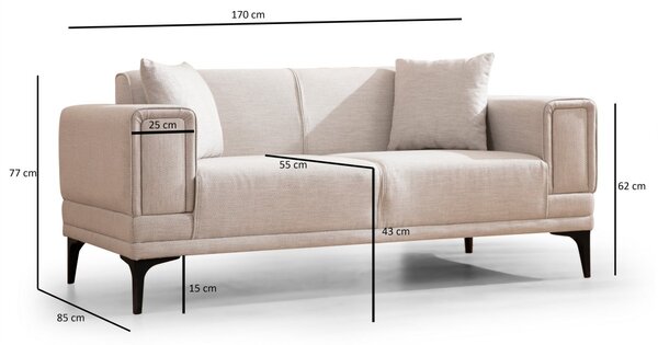 Hanah Home Dvojmiestna pohovka Horizon 170 cm ecru