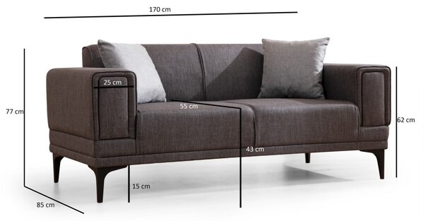 Hanah Home Dvojmiestna pohovka Horizon 170 cm tmavo sivá