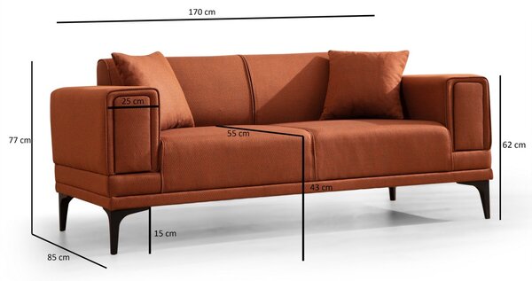 Hanah Home Dvojmiestna pohovka Horizon 170 cm tehlová