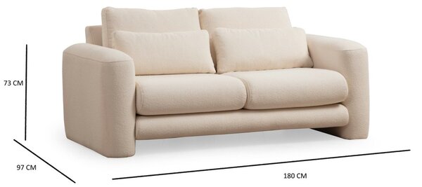 Hanah Home Dvojmiestna pohovka Lily 180 cm krémová