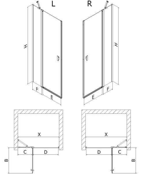 Mexen MIST, 1-krídlové sprchové dvere (1d+1s) 70x200 cm, 6mm číre sklo, chrómový profil, 8A4-070-000-01-00