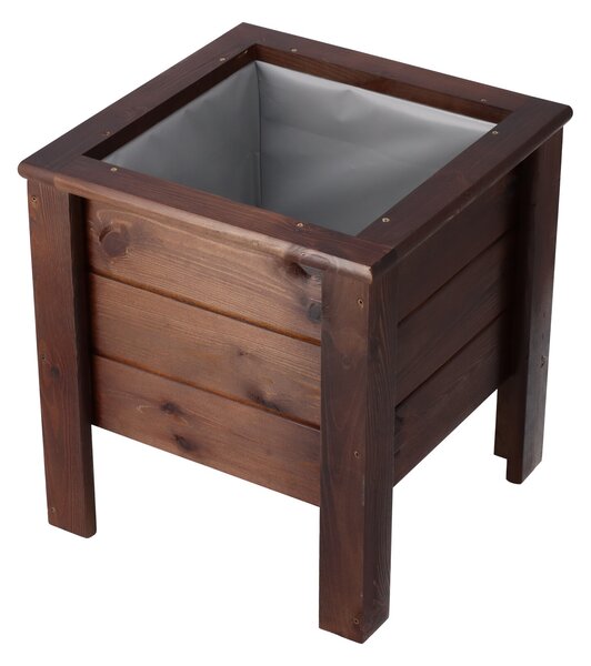 ČistéDrevo Masívny drevený kvetináč 38 cm tmavý