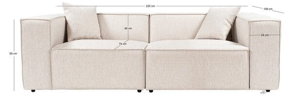 Hanah Home Dvojmiestna pohovka Lora 220 cm béžovo-hnedá