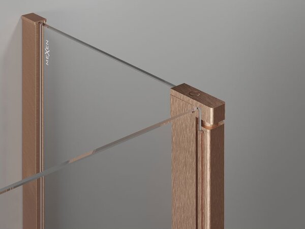 Mexen Mist sprchové dvere otočné 140 cm, transparentné, brúsená meď - 8A4-140-001-65-00