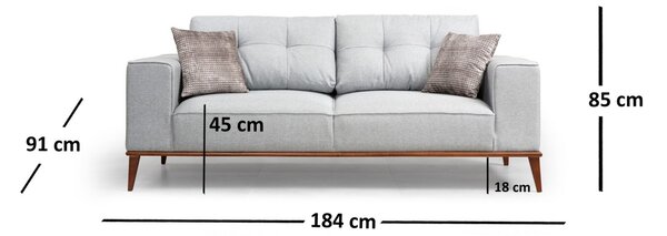 Hanah Home Dvojmiestna pohovka Montana 184 cm šedá