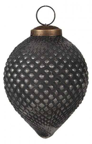 Granitová antik sklenená vianočná ozdoba šiška Noirre - Ø 8*10 cm - Clayre & Eef