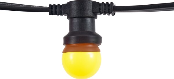 Čierna prepojiteľná svetelná reťaz so zástrčkou 14m vrátane E27 s 30 svetlami IP64 - Lubber