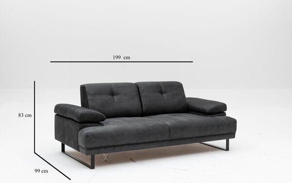 Hanah Home Dvojmiestna pohovka Mustang 199 cm antracitová