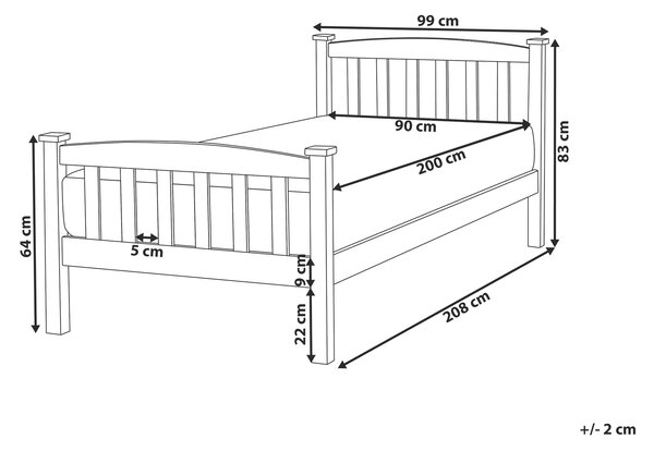 Drevená posteľ biela 90 x 200 cm rám postele s čelom a roštom minimalistický škandinávsky dizajn