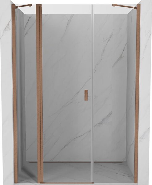 Mexen Mist sprchové dvere otočné 140 cm, transparentné, brúsená meď - 8A4-140-001-65-00