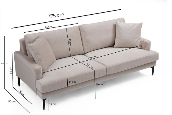 Hanah Home Dvojmiestna pohovka Papira 175 cm béžová
