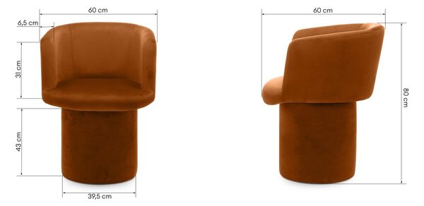 KK Otočné čalúnené kreslo PETRA medené
