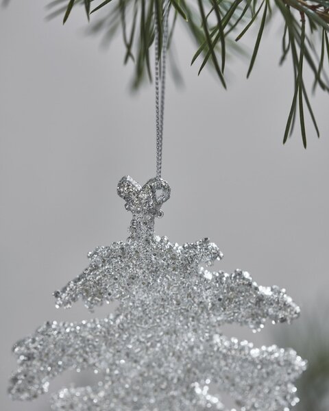 Vianočná ozdoba Leaf Gliz Silver Glitter – set 3 ks