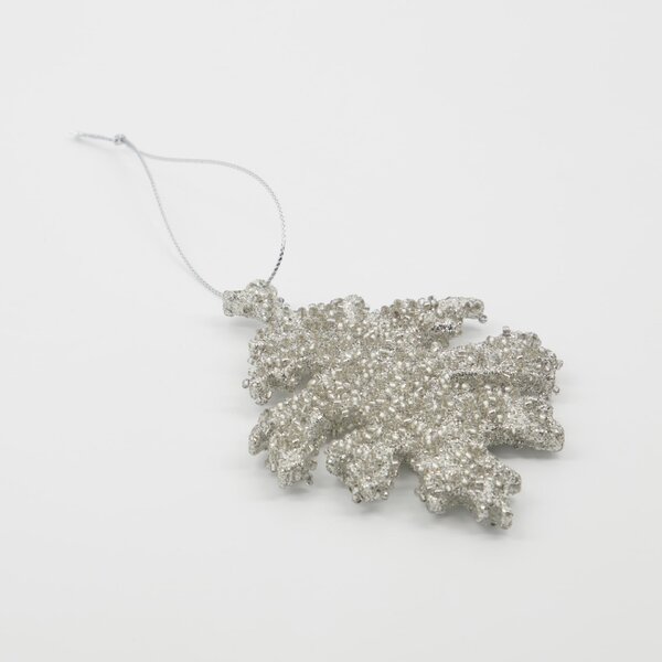 Vianočná ozdoba Leaf Gliz Silver Glitter – set 3 ks