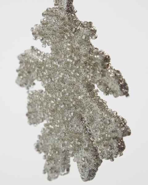 Vianočná ozdoba Leaf Gliz Silver Glitter – set 3 ks