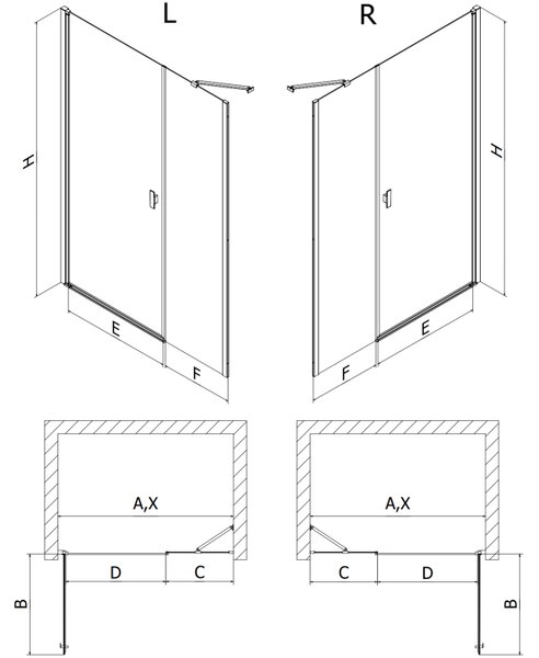 Mexen Mist-B sprchové dvere, výkyvné 110 cm, priehľadné, chróm - 8A2-110-001-01-00