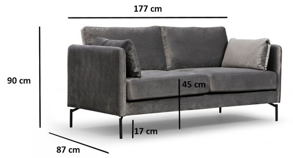 Hanah Home Dvojmiestna pohovka Sino 177 cm sivá