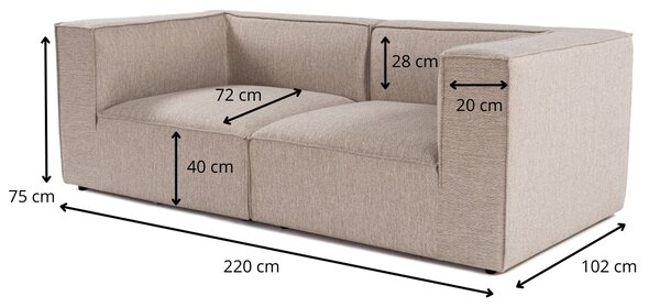 Hanah Home Dvojmiestna pohovka Sora 220 cm pieskovo béžová