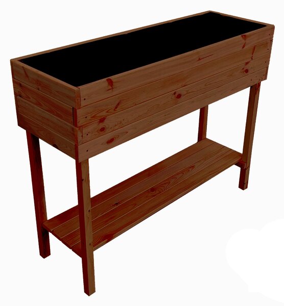 ATMOWOOD Vyvýšený drevený truhlík s policou 120 cm - teak