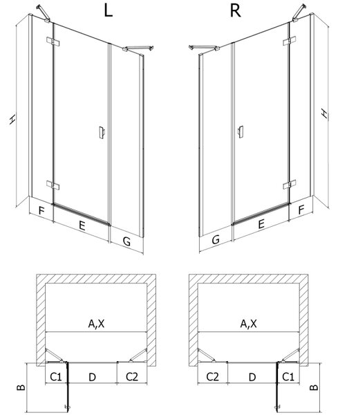 Mexen Mist-H sprchové dvere otočné ľavé 125 cm, transparentné, chróm - 8A5-125-001-01-00-L