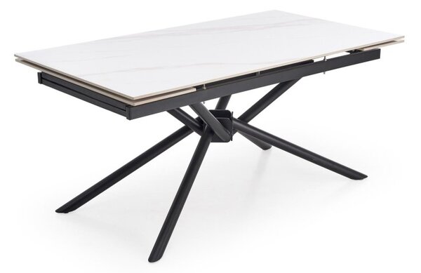 Halmar Rozkladací jedálenský stôl VITORINO 160(220)x90 biely mramor/čierna