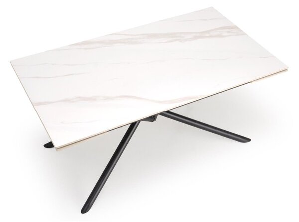 Halmar Rozkladací jedálenský stôl VITORINO 160(220)x90 biely mramor/čierna
