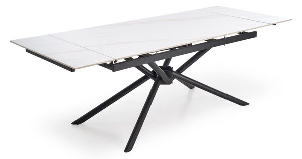 Halmar Rozkladací jedálenský stôl VITORINO 160(220)x90 biely mramor/čierna