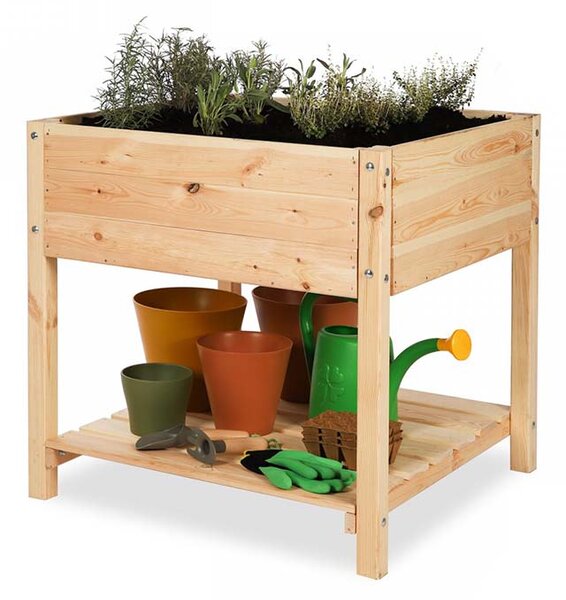 ATMOWOOD Vyvýšený drevený truhlík s policou 78 x 78 cm - borovica