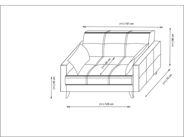 Hanah Home Dvojmiestna rozkladacia pohovka Polya 151 cm sivá