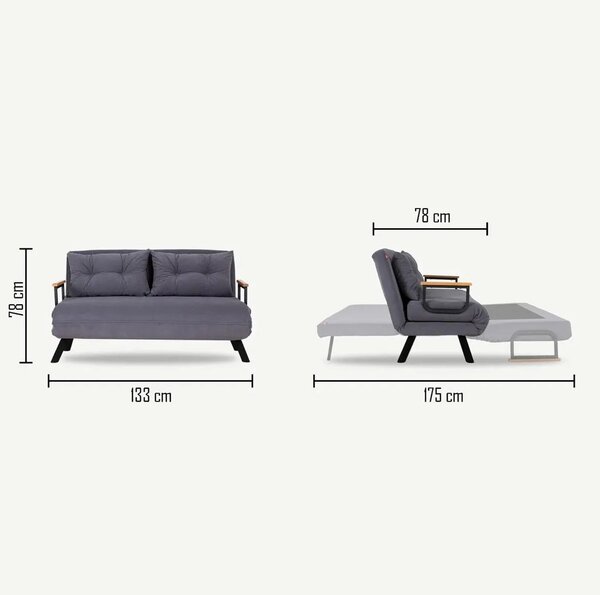 Hanah Home Dvojmiestna rozkladacia pohovka Seater Sando svetlohnedá