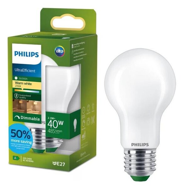 LED Stmievateľná žiarovka ULTRAEFFICIENT Philips A60 E27/2,3W/230V 2700K