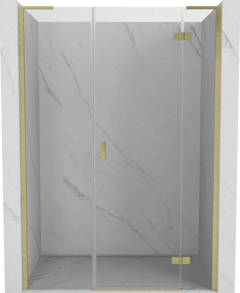 Mexen Mist-H L pravé sprchové dvere 145 cm, transparentné, zlaté brúsené - 8A5L-145-001-55-00-P