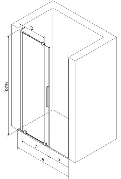 Mexen Velar L sprchové dvere posuvné 90 cm, transparentné, brúsená meď - 871-090-003-01-65