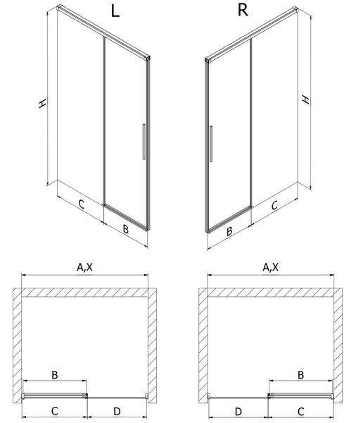 Mexen Rox, posuvné sprchové dvere 140 cm, číre sklo, chrómový profil, 8C2-140-000-01-00