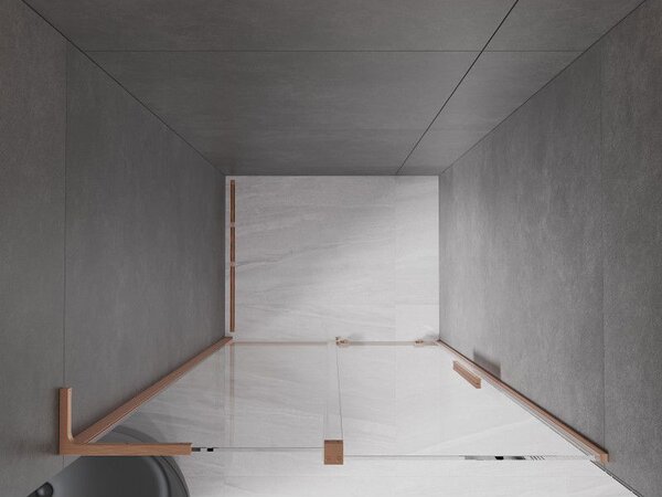 Mexen Velar L sprchové dvere posuvné 90 cm, transparentné, brúsená meď - 871-090-003-01-65