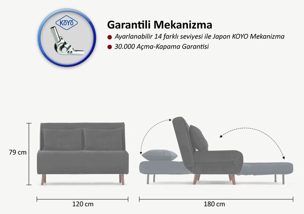 Hanah Home Dvojmiestna rozkladacia pohovka Seater Folde svetlo šedá
