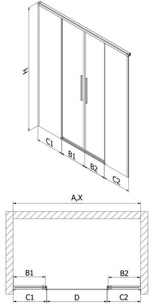 Mexen Rox, posuvné sprchové dvere 170 cm, 8mm číre sklo, biely profil, 8C2-170-002-20-00