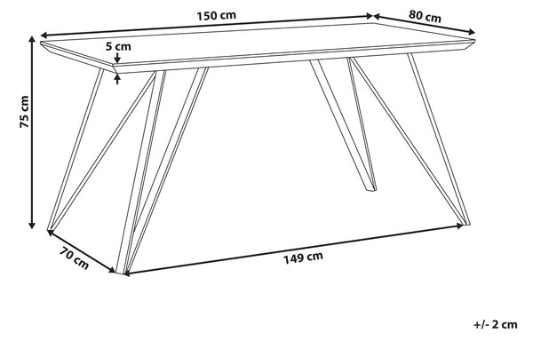 Jedálenský stôl biela a čierna 150 x 80 cm MDF vrchná doska mramorový efekt kovové nohy glamour štýl kuchyňa jedáleň