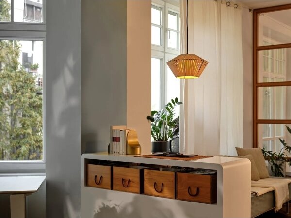 Osram - Zavesený luster na lanku DECOR STRIPES 1xE27/10W/230V, priemer 30,5 cm, béžový