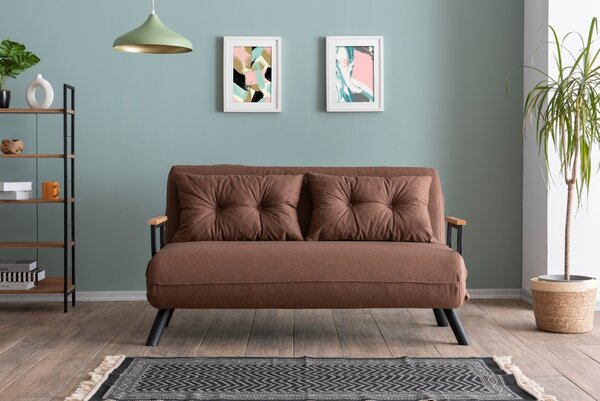 Hanah Home Dvojmiestna rozkladacia pohovka Seater Sando svetlohnedá