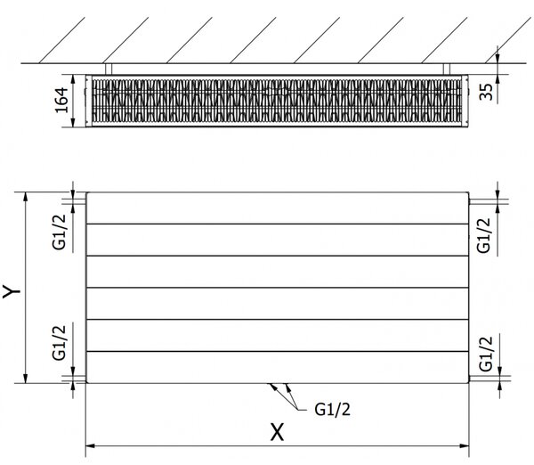 Mexen Line CCL33 panelový radiátor 900 x 1200 mm, dolné stredové pripojenie, 3601 W, čierny - W6C33L-090-120-70