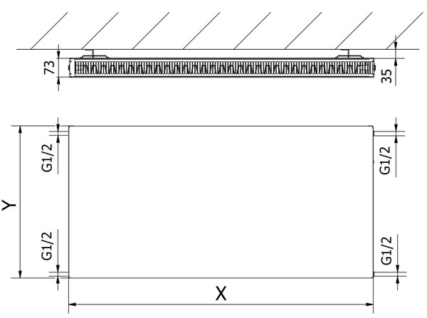 Mexen Flat CF21 plochý radiátor 500 x 1000 mm, bočné pripojenie, 1008 W, biely - W421F-050-100-00