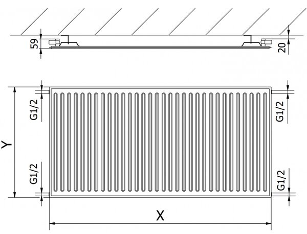 Mexen CH10 Hygienický panelový radiátor 300 x 400 mm, bočné pripojenie, 132 W, biely - W410H-030-040-00