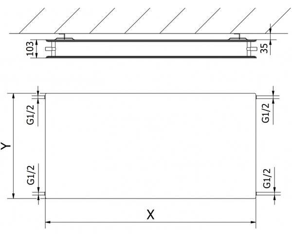 Mexen CHF20 Hygiene Flat doskový radiátor 300 x 400 mm, bočné pripojenie, 227 W, antracit - W420HF-030-040-66