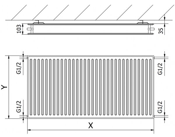 Mexen CH20 Hygiena radiátor doskový 600 x 500 mm, bočné pripojenie, 550 W, biely - W420H-060-050-00