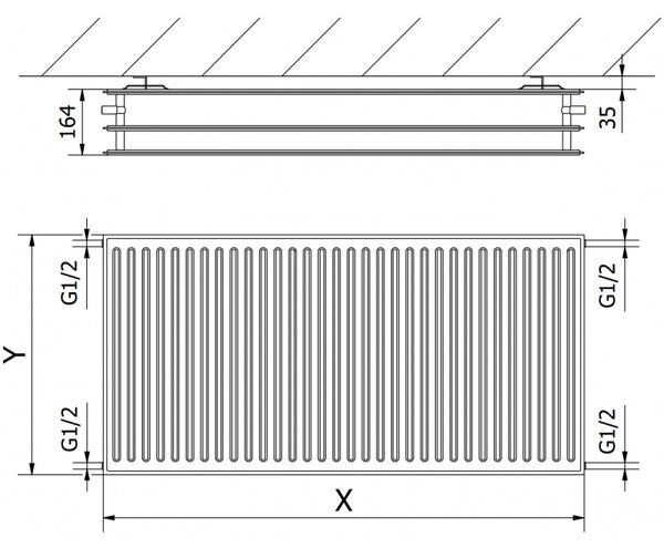 Mexen CH30 Hygienický doskový radiátor 500 x 600 mm, bočné pripojenie, 778 W, čierny - W430H-050-060-70