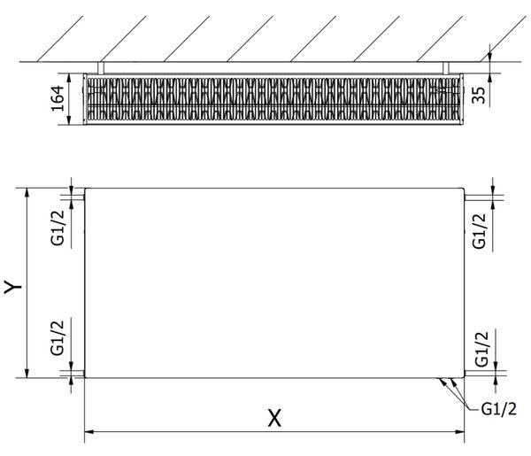 Mexen Flat CVF33 doskový radiátor 300 x 800 mm, spodné pripojenie, 992 W, biely - W633F-030-080-00